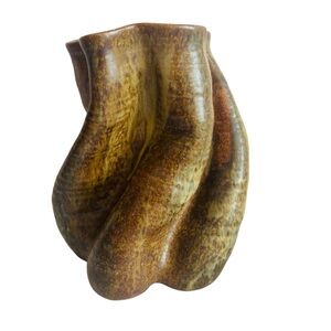 Vintage George Ohr Style Expresso Glazed Vase